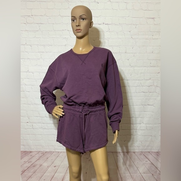 FREE PEOPLE “Best of Romper” womens Shortsie jumpsuit Long sleeves Purple XS NWT - Picture 1 of 16